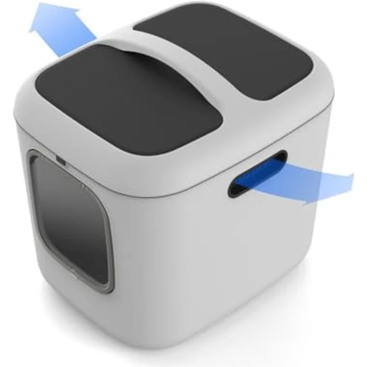 Rotho Biala XL, Geschlossenes Katzenklo für große Katzen und Mehrkatzenhaushalte mit zwei Kohlefiltern und ergonomischem Griff – Bild 2