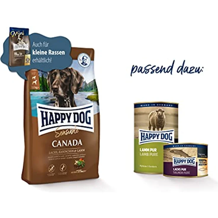 Happy Dog Supreme Sensible Canada, Getreidefreies Trockenfutter für ernährungssensible Hunde mit Lachs, Kaninchen und Lamm, 4kg – Bild 5