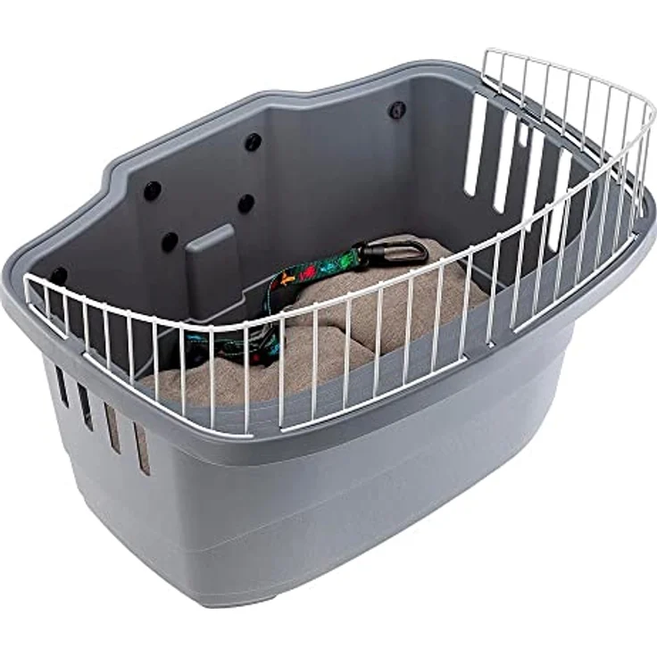 Ferplast Trasportino da bicicletta per cani Atlas Bike 20 Rapid, Fahrradkorb mit Sicherheitsgurt, Schnellkupplungssystem und waschbarem Kissen, 47 x 35,5 x h 34,5 cm, grau – Bild 4
