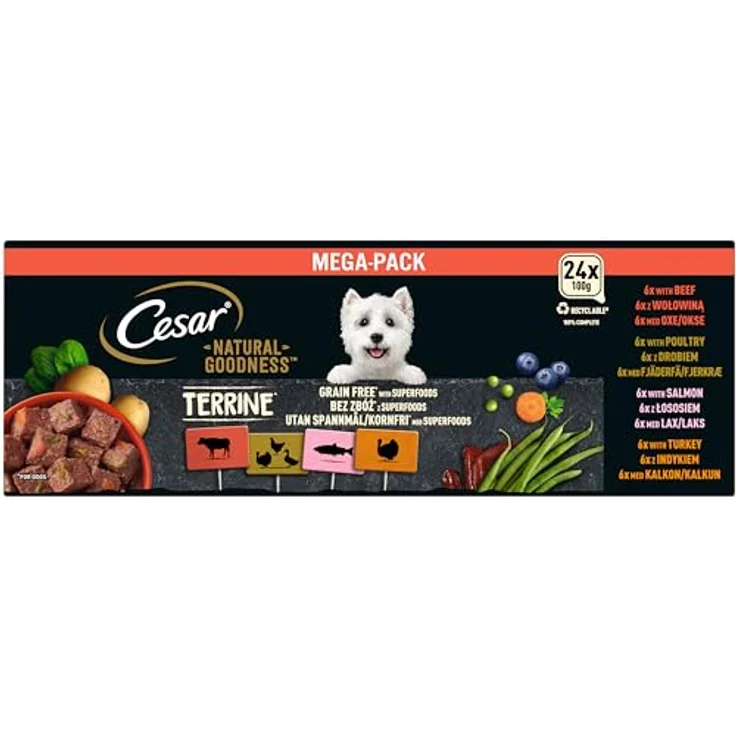 Cesar Natural Goodness Premium Hunde Nassfutter in der Schale, Getreidefrei mit Superfoods, Megapack 24x100g – Bild 3