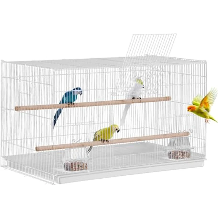 VEVOR Vogelkäfig 760x460x455mm, Metallkäfig für kleine Papageien, Kanarienvögel und Wellensittiche, mit stabiler Bauweise, sicherem Türdesign, leicht zu reinigen und praktischem Handling. – Bild 1