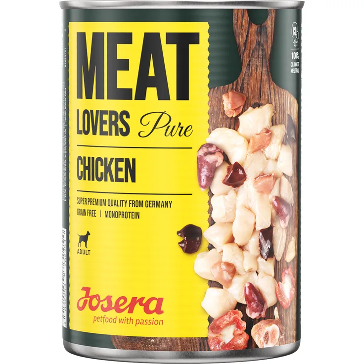 Josera Meatlovers Pure, Hundefutter mit 68% hochwertigem Huhn, monoprotein und getreidefrei, 6 x 800 g