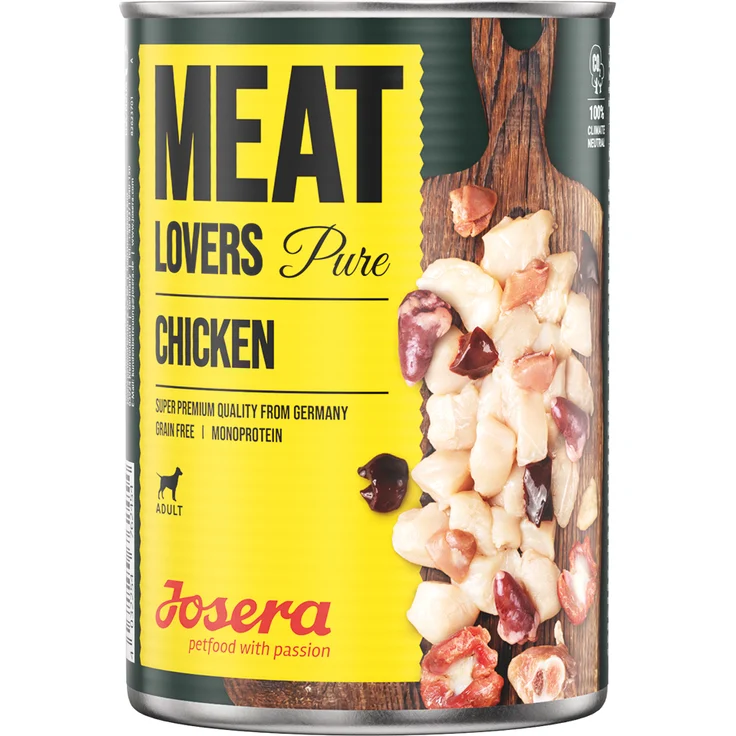 Josera Meatlovers Pure, Hundefutter mit 68% hochwertigem Huhn, monoprotein und getreidefrei, 6 x 800 g
