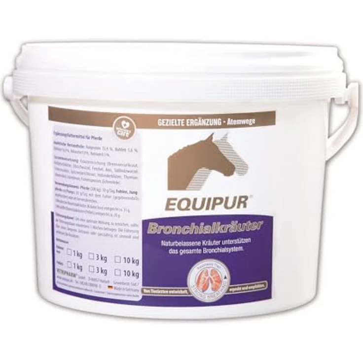 Equipur Bronchialkräuter Pellets, 3 kg naturbelassenes Kräuter-Ergänzungsfutter für die Atemwegsfunktion von Pferden – Bild 1
