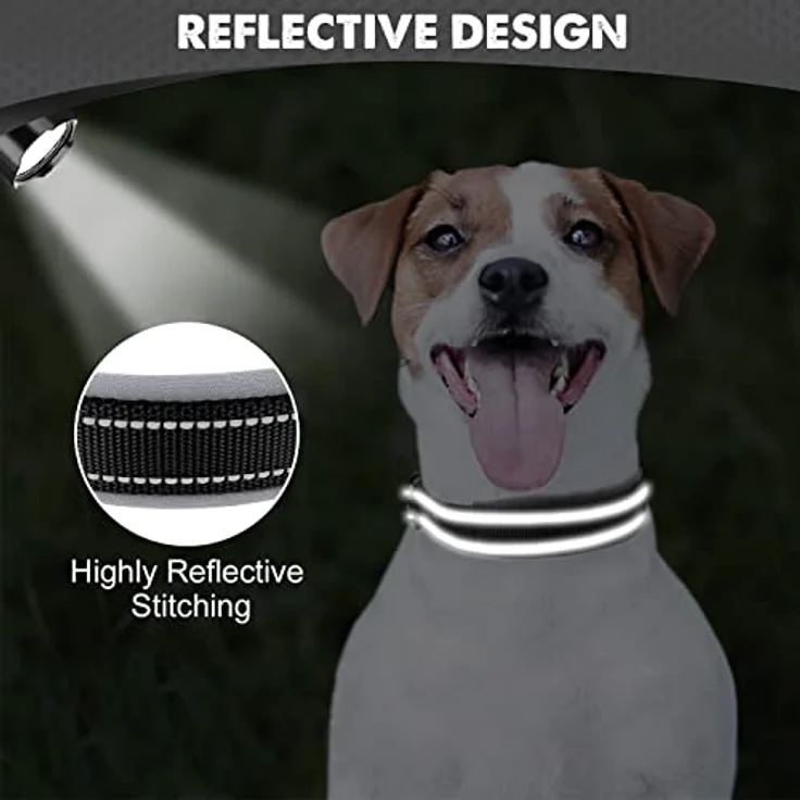 Joytale Neopren Hundehalsband, Gepolstert und Reflektierend für kleine Hunde, Schwarz – Bild 4