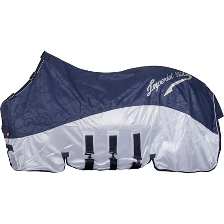 Imperial Riding IRHSuper-Dry 2-in-1-Regen- & Fliegendecke ohne Halsteil, wasserabweisend, atmungsaktives Mesh-Material, mit Bauchklappe, Navy, 125 – Bild 2