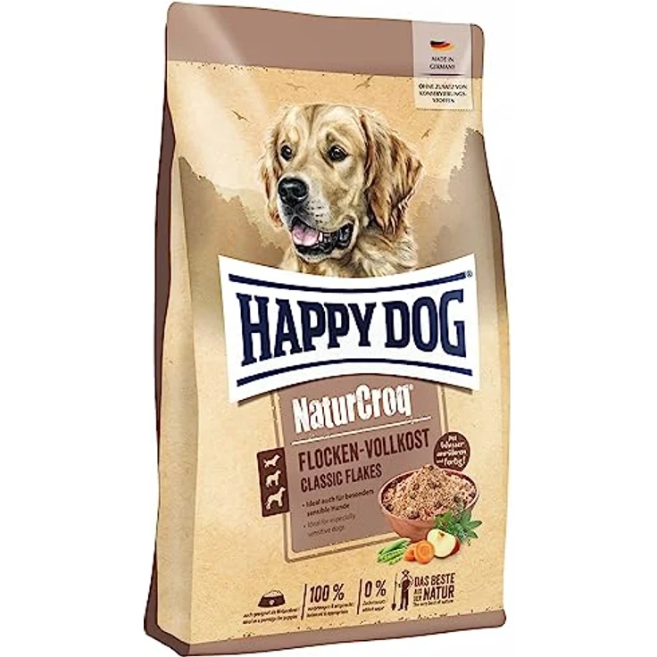 Happy Dog Premium NaturCroq Flocken Vollkost, Hunde-Trockenfutter für ernährungssensible Hunde und Welpen, 1,5 kg – Bild 1