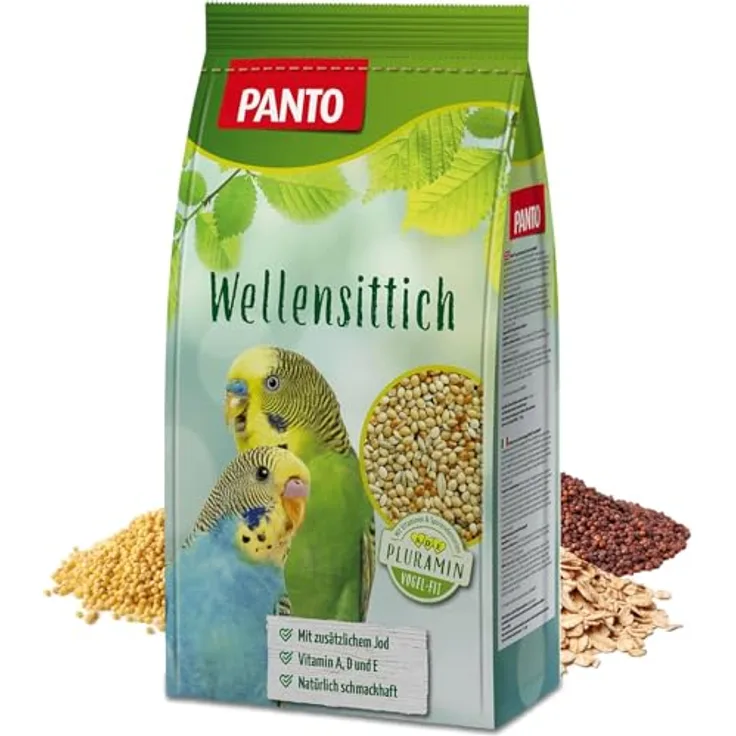 Panto ® WELLENSITTICHFUTTER MIT PLURAMIN® 1 kg, nährstoffreiche Saatenmischung für Wellensittiche