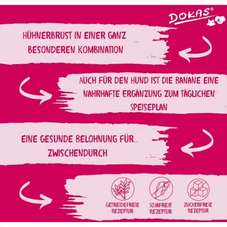 DOKAS Getreidefreier Premium Snack, Hühnerbrust mit Banane, 8x70g, glutenfrei und sojafrei – Bild 5