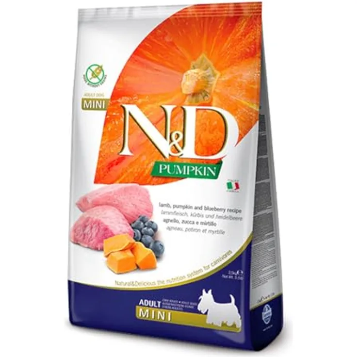 Farmina N/D Adult Mini Grain Free, 7 kg Trockenfutter für Hunde mit Lamm, Kürbis und Heidelbeere