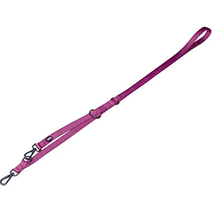 Nobby Führleine Classic Comfort, himbeere, 200 cm lang, 25 mm breit, extra weiches Nylon, metallteile matt schwarz, 3-fach verstellbar, doppelt genäht – Bild 2