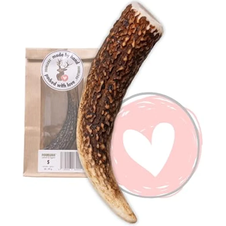 FOURLEGS® natürlicher Kausnack für Hunde aus 100% Hirschgeweih, Größe S, mineralstoffreich und geruchsneutral, handgefertigt in Österreich – Bild 1