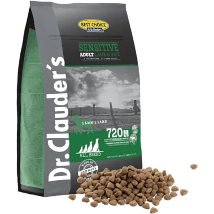 Dr.Clauder's Best Choice Sensitive Adult, Trockenfutter für sensible Hunde mit Lamm & Reis, 4kg, fördert Verdauung und Vitalität