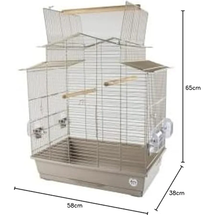 duvoplus Käfig für Vögel Mocha Iza 3, 58 x 38 x 65 cm, Mokka, Vogelkäfig – Bild 2