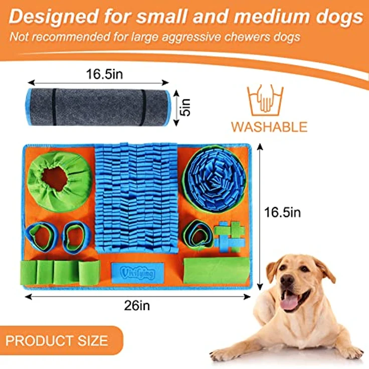 Vivifying Schnüffelteppich für Hunde, Waschbares interaktives Spielzeug zur Futtersuche, 66 × 42 cm, ideal für kleine und mittelgroße Hunde – Bild 2