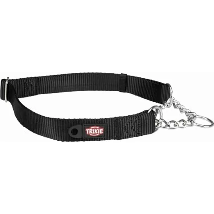 Trixie Premium Zug-Stopp Halsband, Schwarz, stufenlos verstellbar, Größe M-L: 35-50 cm Halsumfang, 20 mm breit