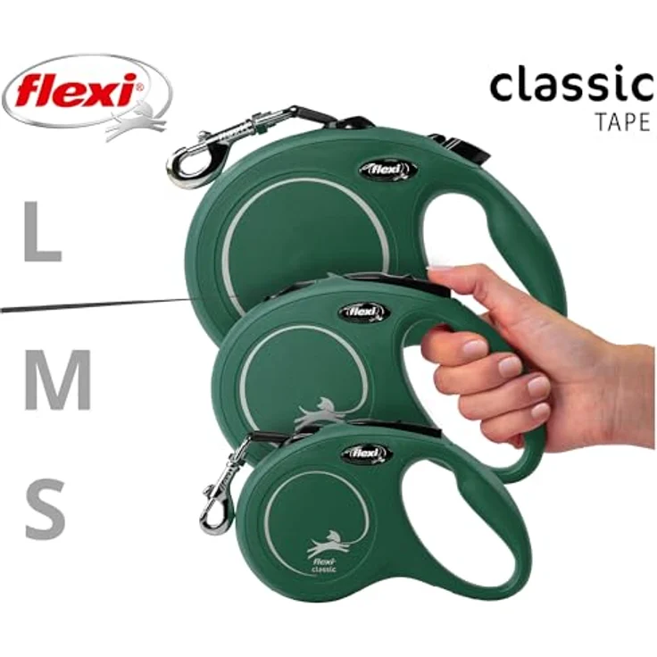 flexi® Classic S Gurt 5 m, olivgrün, Roll-Leine für Hunde bis 15 kg, 100% deutsche Qualität – Bild 5