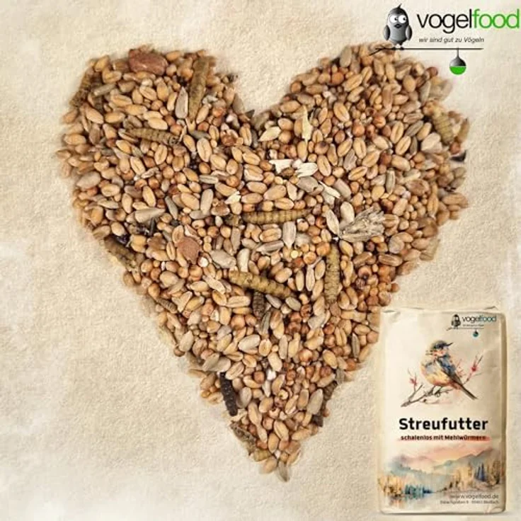 vogelfood Vogelfood 25 kg Streufutter ohne Schalen mit Mehlwürmern, Ganzjahresfutter für Wildvögel – Bild 2