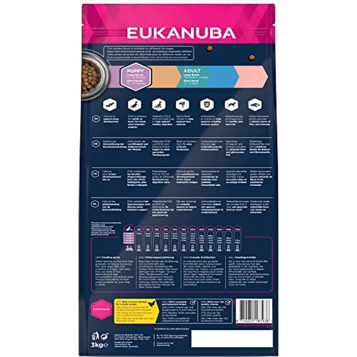 Eukanuba Welpenfutter getreidefrei mit Huhn für große Rassen, Trockenfutter ohne Getreide für Junior Hunde, 3 kg, reich an frischem Huhn, unterstützt Knochen- und Gelenkentwicklung – Bild 2