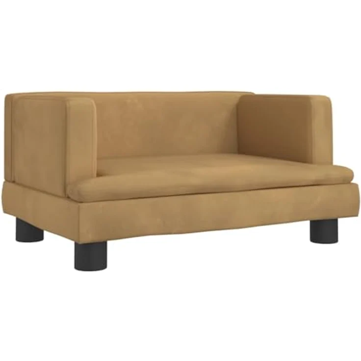 vidaXL Hundekorb Hundebett Braun 60x40x30 cm Samt Körbchen Hundesofa, für kleine Hunde und Haustiere, maximale Tragfähigkeit 50 kg – Bild 2