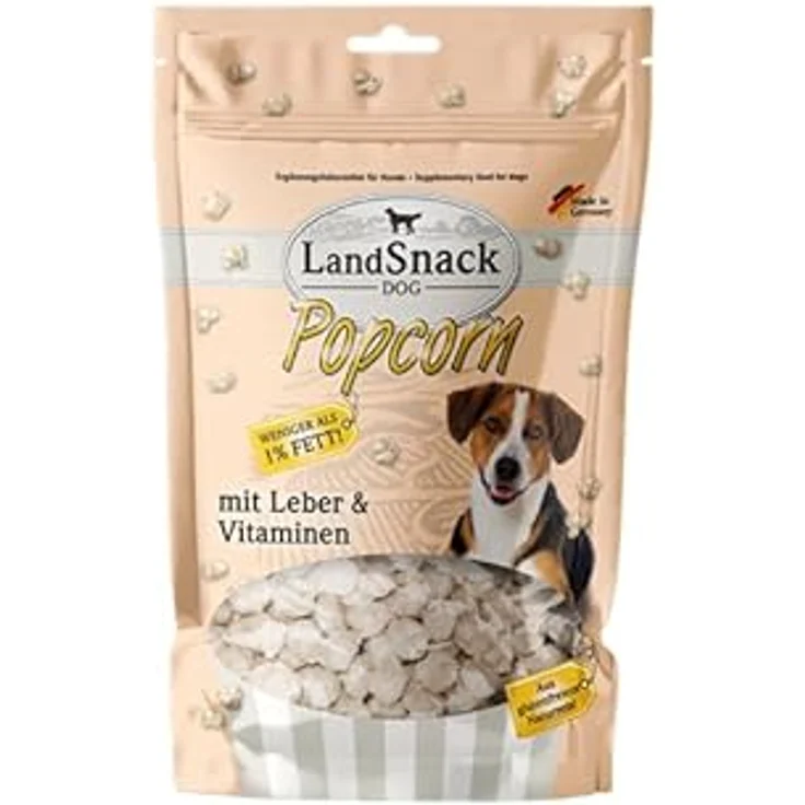 LandSnack Dog Popcorn für Hunde, kalorienarmer Reissnack mit weniger als 1% Fett, zuckerfrei und glutenfrei, 12x100g – Bild 2