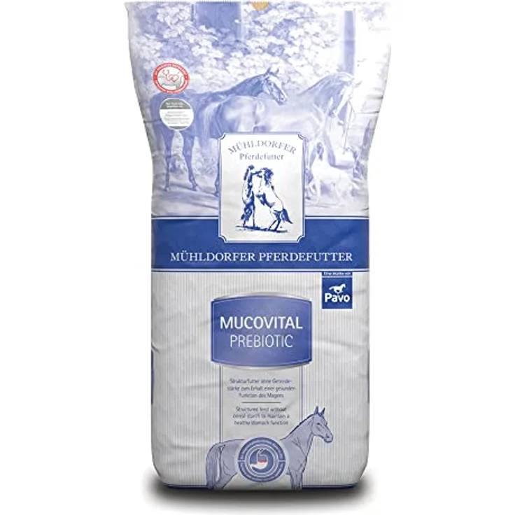 Mühldorfer Mucovital Prebiotic, 20 kg Entzündungsregulierendes Pferdefutter ohne Getreidestärke für Magenerkrankungen, pflanzliche Funktionsstoffe und optimales Säure-Basen-Verhältnis