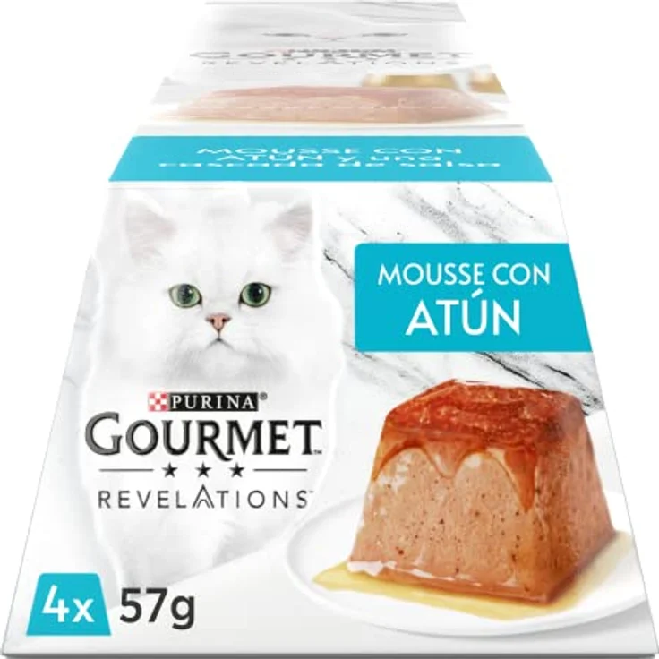 Gourmet Purina Revelations Mousse mit Sauce, Katzen-Nassfutter für Thunfisch, 6 Packungen mit 24 Pyramiden, 57 g each, 100% ausgewogenes Futter – Bild 2
