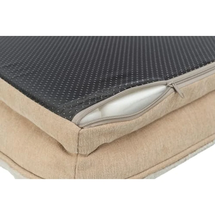 TRIXIE Tierbett Vital Bett Lino beige für Hunde, orthopädisch mit Memory-Effekt, Möbelstoff Chenille und Softplüsch – Bild 6