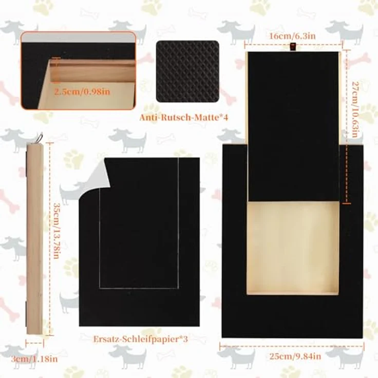 DASHUAIGE Kratzbrett für Hunde mit Leckerlibox, 35x25x3cm, rutschfestes Nagelfeilenbrett für alle Hunderassen – Bild 2