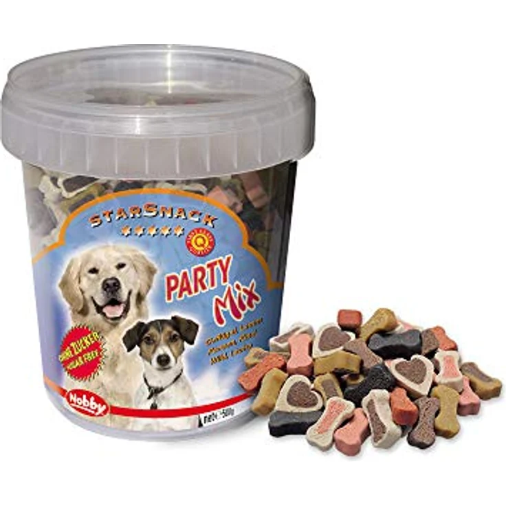Nobby 69731 StarSnack Party Mix, Hundesnack mit Pansen, Lamm-, Wild-, Geflügel-, Rindfleisch und Lachsöl, 500 g – Bild 1