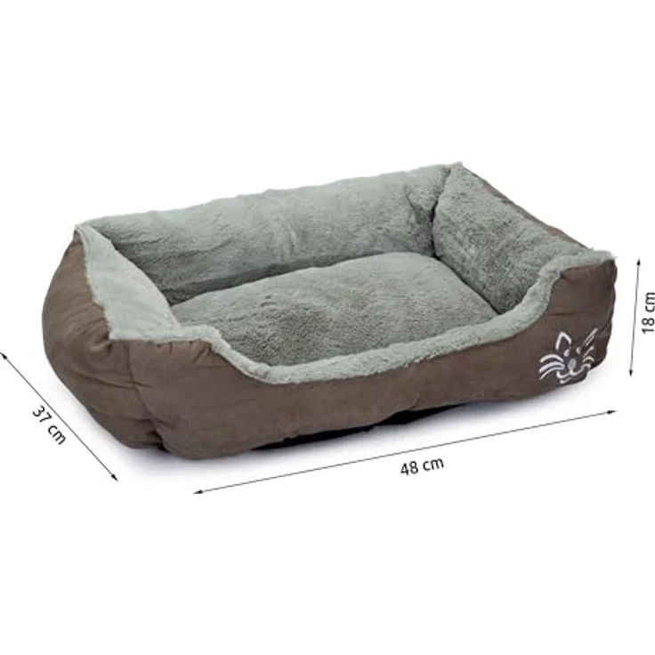 Beeztees Katzenbett Baboo L: 48 cm B: 37 cm H: 18 cm grau-hellgrau – Bild 3