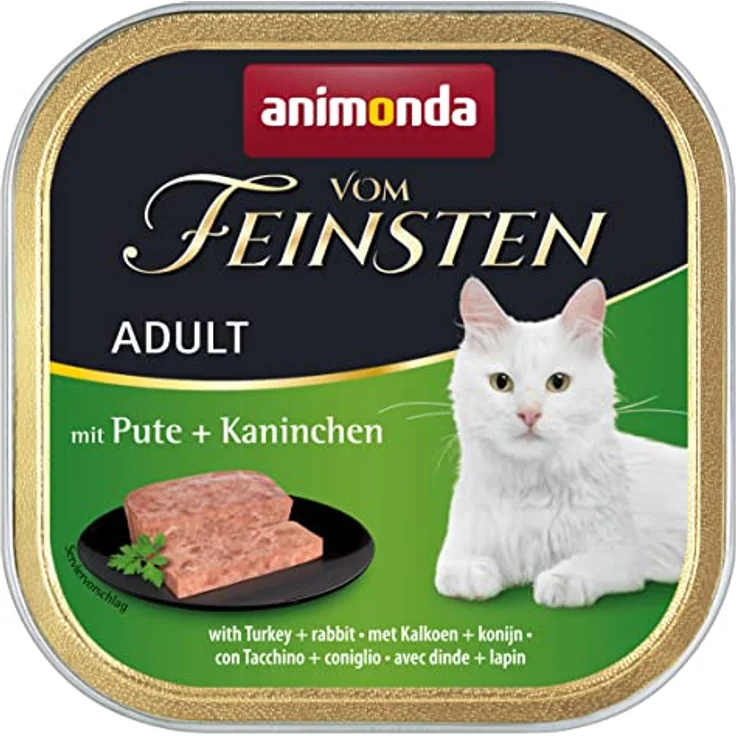 animonda vom Feinsten Adult Pute + Kaninchen, Getreidefreies Nassfutter für Katzen, 32x100g – Bild 1