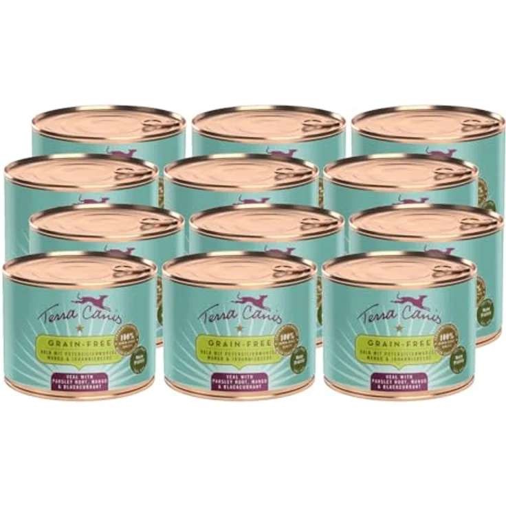 Terra Canis Kalb, Petersilienwurzel, Mango & Johannisbeere, Getreidefreies Nassfutter, 12x200g, Premium in 100% Lebensmittelqualität, reichhaltig & allergenarm – Bild 1