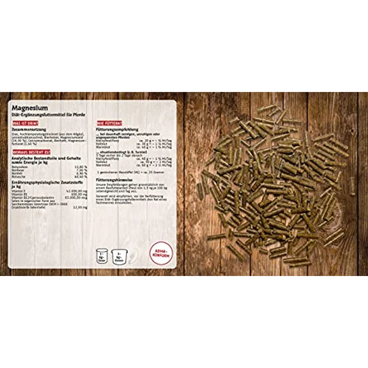 marstall Premium-Pferdefutter Magnesium, getreidefreies Diätfuttermittel mit organischem Magnesium, Selen, Vitamin B und E, 1 kg – Bild 2