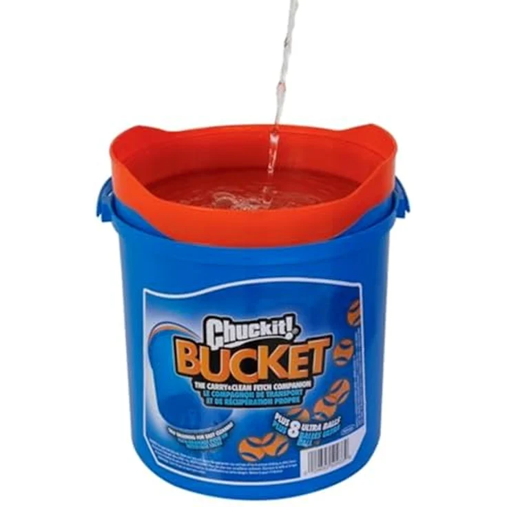 Chuckit! Ultra Ball, Hundespielzeug im Eimer, 8 Stück, langlebiger Gummi, hohe Sprungkraft, schwimmend, kompatibel mit Chuckit Launcher – Bild 4