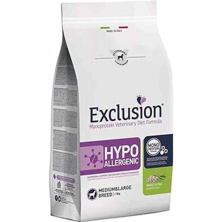 Exclusion Hypoallergenic Medium/Large Breed Insekt & Erbse, Getreidefreies proteinreiches Hunde-Trockenfutter, 12 kg – Bild 1