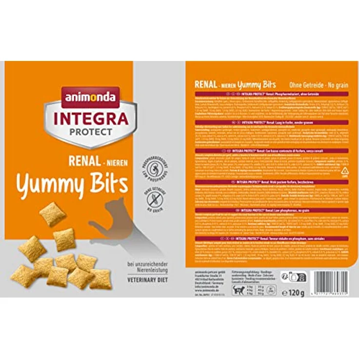 animonda INTEGRA PROTECT RENAL Yummy Bits, getreidefreier Katzensnack ohne Zucker, 6 x 120g für Katzen mit Niereninsuffizienz, vom Tierarzt empfohlen – Bild 2