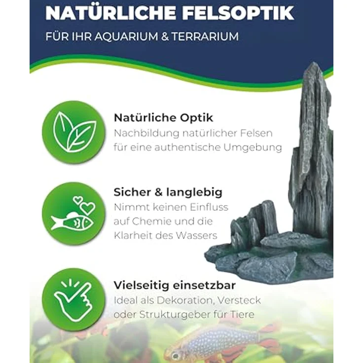 HOBBY Aquariendeko Guilin Rock 3, 27x15x29 cm, langlebiger Dekorationsfelsen aus Polyresin, farb- und wasserneutral – Bild 2
