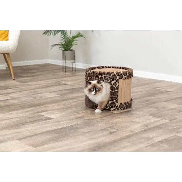 Trixie Kratzhöhle Leo, kuschelige Kratzhöhle mit gemütlichem Bett Ø 38 × 30 cm, braun, stabile Sisalflächen für Katzen, komfortabel und ideal für Krallenpflege - 48180 – Bild 5