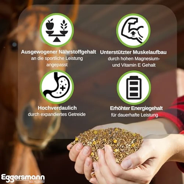 Eggersmann EMH Golden Power Müsli 15 kg – Haferfreies, energiereiches Pferdefutter für Sportpferde – Unterstützung der Muskulatur und schnelle Regeneration – Made in Germany – Bild 2