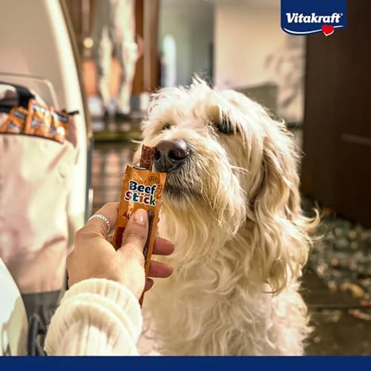 Vitakraft Beef Stick Quadros, Sparpaket mit 7 x 70 g - Leber & Kartoffel, proteinreiche Hundesnacks, getreidefrei, über Buchenholz geräuchert – Bild 6