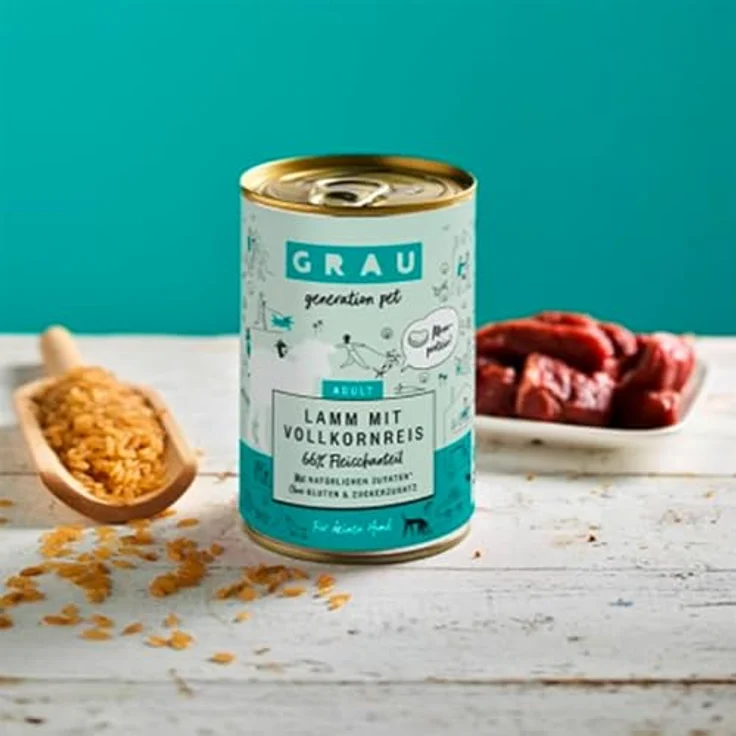 GRAU Nassfutter für Hunde - Lamm mit Vollkornreis, Monoprotein, glutenfrei, 6er Pack (6 x 400 g) für Erwachsene Hunde – Bild 2