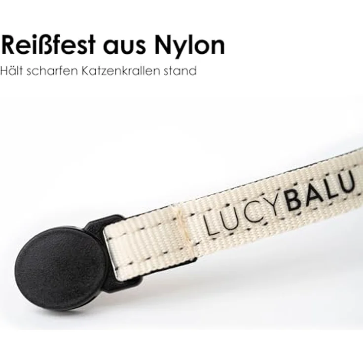 LucyBalu® Premium AirTag Katzenhalsband aus reißfestem Nylon, Größenverstellbar 20-31 cm, kompatibel mit Apple AirTag, Sand – Bild 3