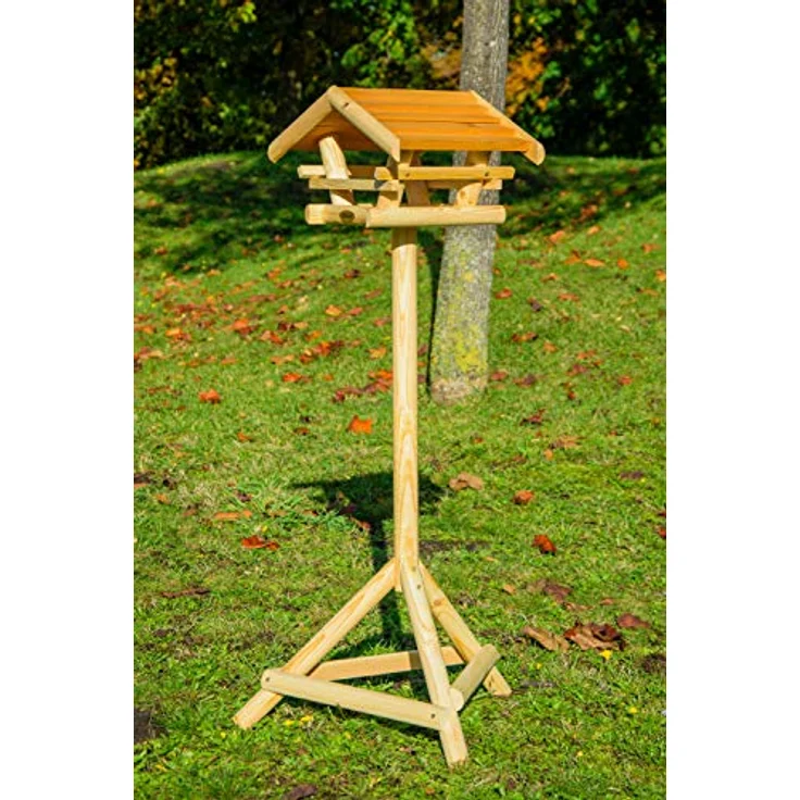dobar 21053FSC Vogelhaus Berni mit braunem Dach, Vogelfutterhaus mit Ständer, 44 x 44 x 101 cm, Bernstein – Bild 10