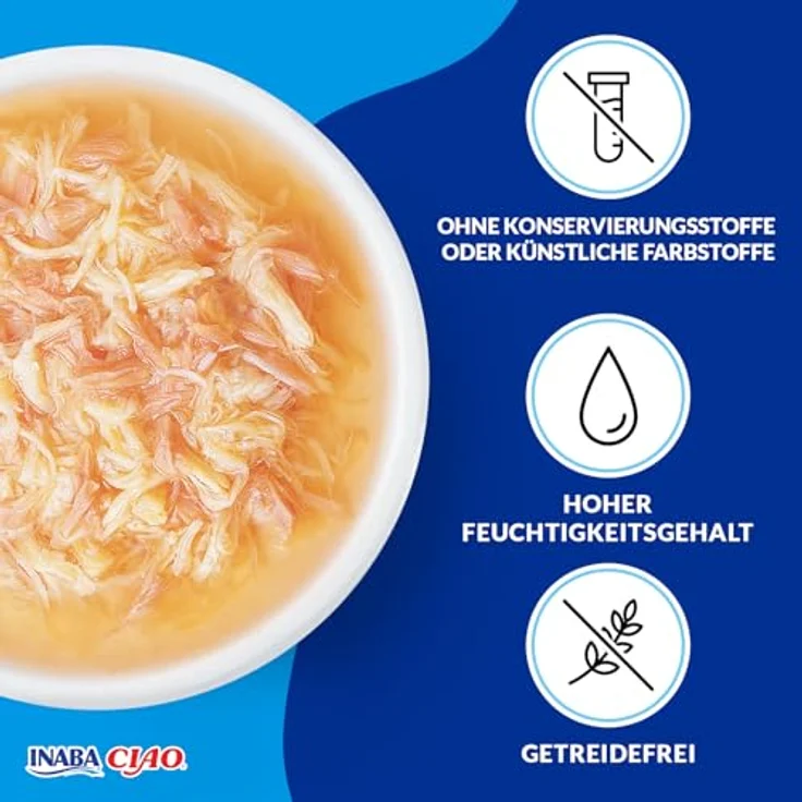 INABA Ciao Broth Nassfutter für Katzen, 28% Hühnerfleisch, getreide- und zuckerfrei, kalorienarm, 40 g (1er Pack) – Bild 5