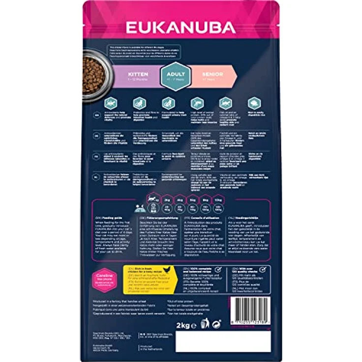 Eukanuba Katzenfutter trocken Huhn, Premium Trockenfutter mit hohem Fleischanteil für erwachsene Katzen ab 1 Jahr, 2 kg – Bild 2
