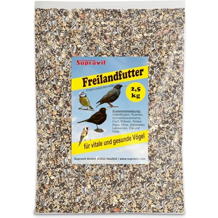 Supravit Freilandfutter für Vögel 2,5kg, energiereiches & proteinreiches Vogelfutter für heimische Wildvögel, ideale Sommermischung aus natürlichen Zutaten – Bild 1