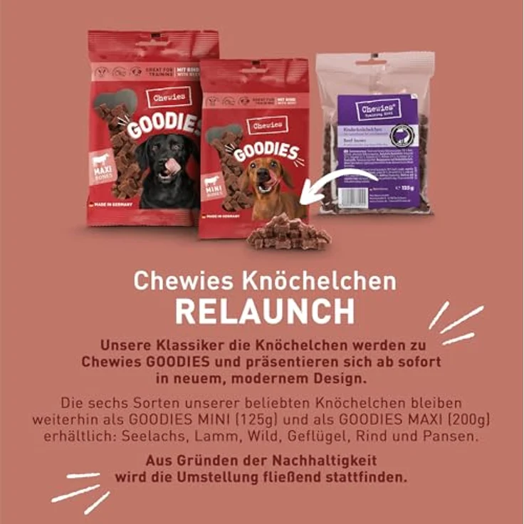 Chewies Hundeleckerli Training Maxi Lamm Knöchelchen, 200 g, zuckerfreie Hundesnacks mit hohem Fleischanteil, ideal für mittelgroße und große Hunde – Bild 2