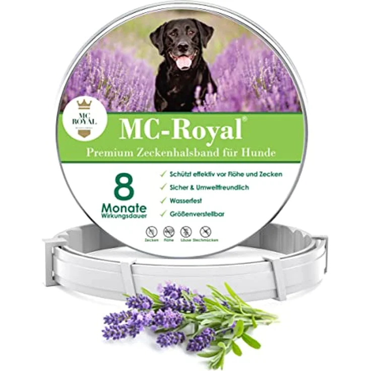 MC-Royal® Premium Zeckenhalsband für Hunde, wasserdicht und verstellbar, 70 cm, bis zu 8 Monate Zeckenschutz mit 100% natürlichen Inhaltsstoffen – Bild 1