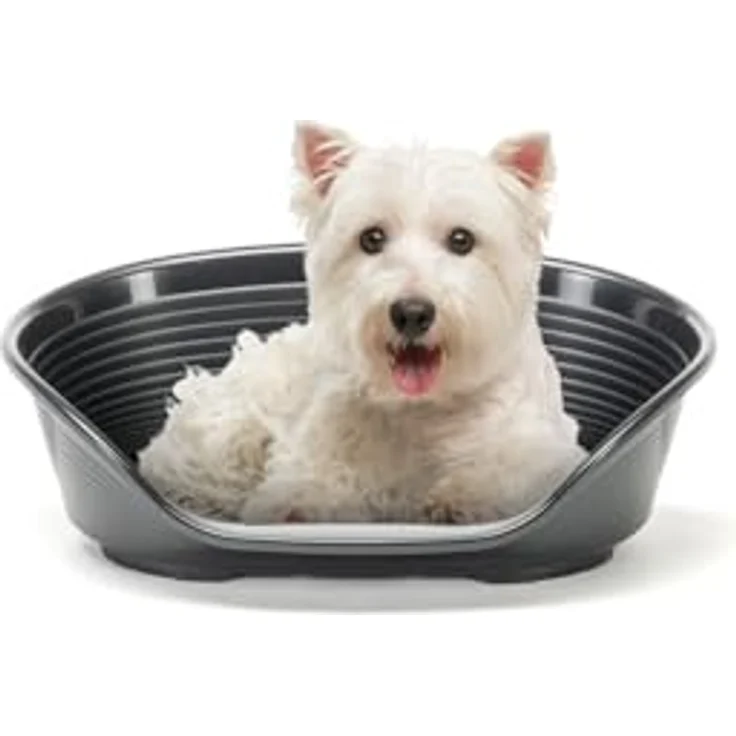 Ferplast Siesta Deluxe Hundebett, Kunststoff-Hundebett klein, waschbar, atmungsaktiv und rutschfest, 54 x 35 x 21,5 cm, Schwarz – Bild 1